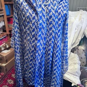 Blue and White Patterned Shawl/ scarf for those cool summer nights- preloved